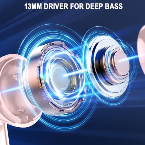 Wireless Earbuds, Bluetooth 5.4 Headphones in Ear with 4 ENC Noise Cancelling Mic, Bluetooth Earbuds 40H Playtime, HiFi Stereo Deep Bass Wireless Earphones IP7 Waterproof, USB-C Fast Charge Light Pink — view 3