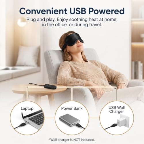 Heated Eye Mask, Electric USB Silk Eye Compress for Dry Eyes, Blepharitis — view 6