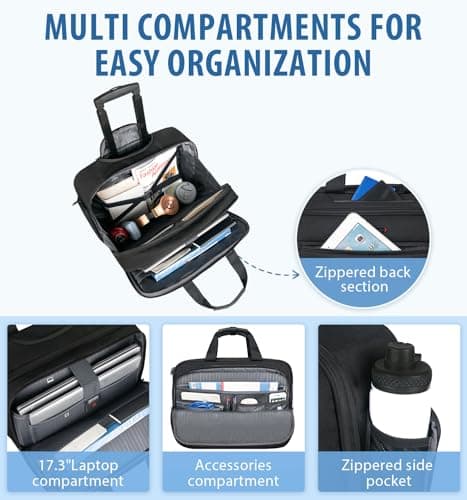 EMPSIGN 17.3 Inch Rolling Laptop Bag with Wheels Trolley Bag for Men Women — view 3
