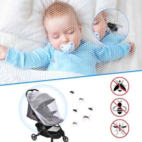 Vicloon Universal Baby Mosquito Net for Cot, Portable Pram Fly Insect Bug Net, Machine Washable Mesh Insect Protection Cover for Pushchair, Pram, Buggy and Carrycot (White) — view 4