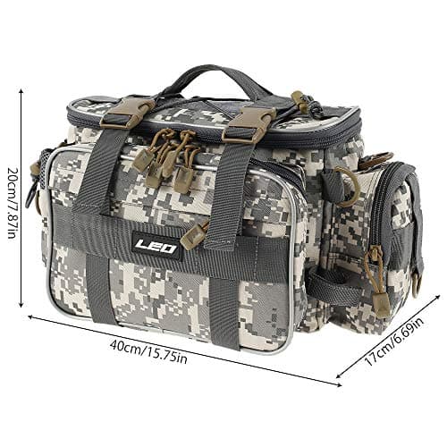 Heavy Duty Fishing Tackle Bag 1000D Oxford Waterproof Insulated Multi-Pockets Fishing Bags and Holdall Storage Bag Carryall for Outdoor Fly Carp Sea Fishing Accessoris Rod Lures Gear Bag (Camouflage) — view 3