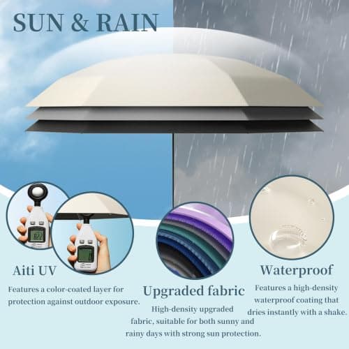 Travebo Mini Folding Travel Umbrella/Parasol/Wide Strap Keeps Tidy & No Mess/Compact/Flat Handle/Waterproof Rain/Sun/Purse/Pocket/6Ribs/UPF 50+/UV Protection/Men Women Kids/Ultra-Lightweight — view 3