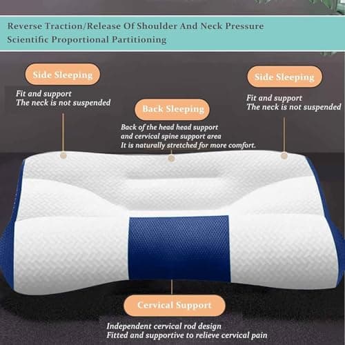 Pxcewdcx Neck Pillow for Sleeping,Cervical Cushion for Bed - Orthopedic Neck Pillow for Sleeping Night Work Back Travel Car Airplane Bedroom Home Workplace — view 4