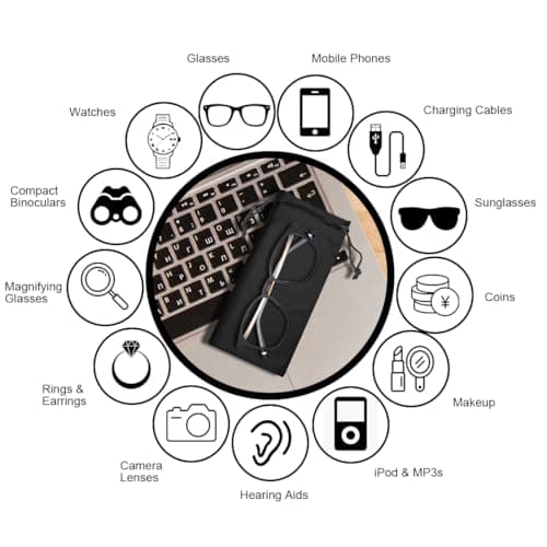 LICQIC Microfibre Sunglasses Soft Pouch, 1 Pcs Black — view 3