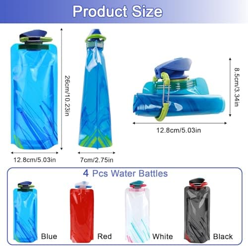 WEDAMOO 4 Pcs Collapsible Foldable 600ml Water Bottles — view 3