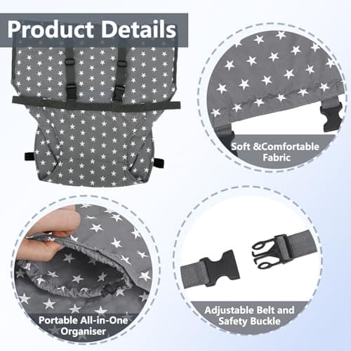 Portable Baby High Safely Seat Harness for Toddler Infant High Chair Fixed and Fallproof Baby Travel Essential High Booster Seat with Adjustable Straps Shoulder Belt Travel High Chair for Toddlers 1-3 — view 2