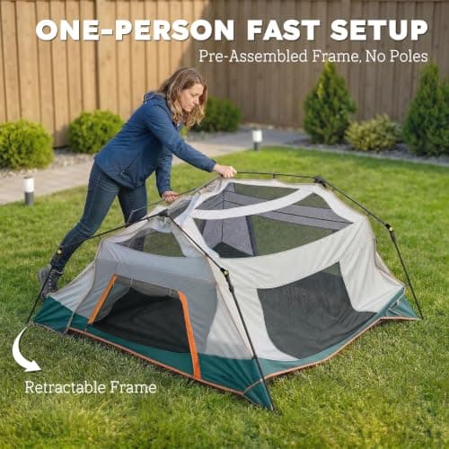 Outsunny 4-6 Person Easy Setup Camping Tent 3000mm Waterproof UV30+ Green — view 6