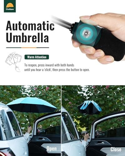 Chakipee Umbrella Windproof Strong Compact Umbrellas - Automatic Umbrella for Women and Men, Portable Folding UV Umbrellas for Travel - Fits Car & Backpack for Sun, Wind and Rain — view 5