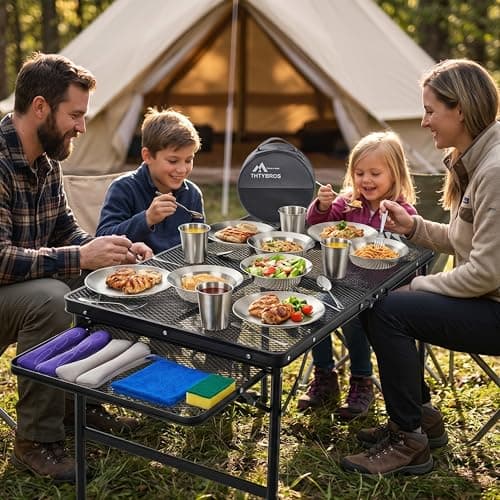 Stainless Steel Camping Mess Kit for 1-4 People,All-in-One Camping Cookware & Tableware Set with Plates,Bowls, Cups,Cutlery & Carry Bag,Outdoor Cooking Utensils for Camping,Backpacking,Hiking, Picnic — view 5