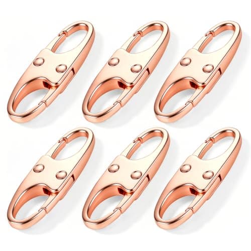 Zipper Clips Anti Theft, Double Opening Zipper Lock for Backpacks & Luggage, Zinc Alloy Zipper Pull Replacement, Small Carabiner Clip for Purses, Crossbody Bags & Travel Essentials (Rose Gold, Small)