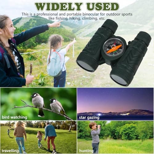 Toddmomy 10pcs Small Pocket Binoculars Mini Binoculars Mini Telescope Toy Novelty with Compass for Boys Girls Sightseeing Birdwatching Outdoors Black — view 3