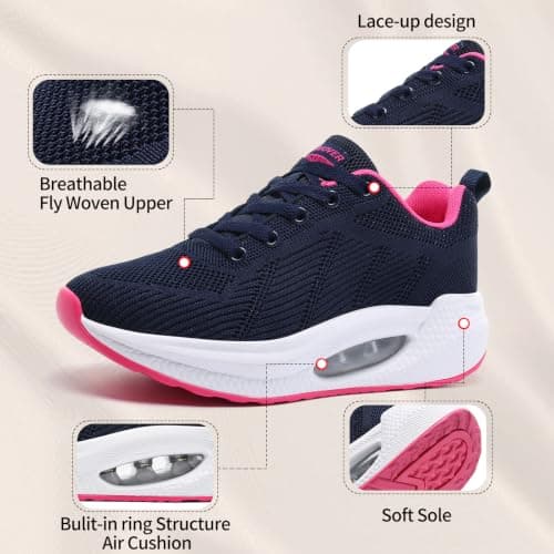 Womens Walking Trainers Orthopedic Walking Shoes Air Cushion Lightweight Walking Shoes Breathable Running Sneakers Rocker Sole Shoes Non Slip Sports Shoes Womens Gym Training Shoes — view 5