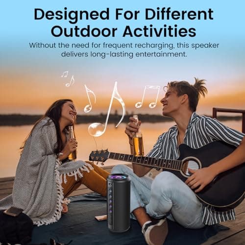 Portable Bluetooth Speaker with Loud Stereo Sound, 2026 Bluetooth 5.4 Speaker Wireless with 4 RGB Lights, TWS Pairing, 3 EQ Modes, Built-in Mic, IP7 Waterproof 20H Outdoor Speaker for Party Travel — view 6