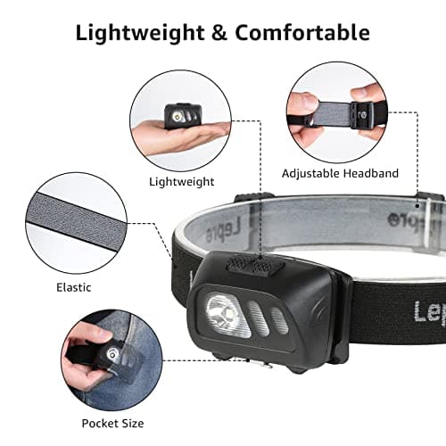 Lepro Rechargeable Head Torch, 2 Pack Motion Sensor Led Headlamp — view 5