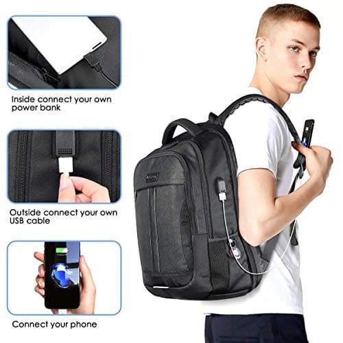 Laptop Backpack, Anti-Theft Business Travel Work Computer Rucksack with USB Charging Port, Large Lightweight College High School Bag for Boy Men Women (15.6inch) — view 5
