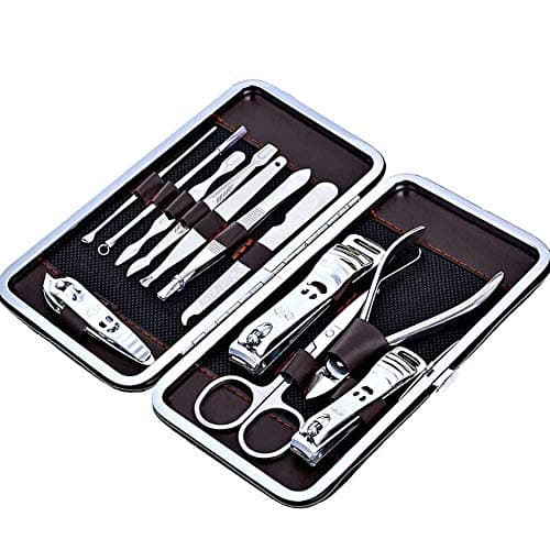 12PC Stainless Steel Nail Clipper Set + FREE GIFT Pedicure kits High Quality Nail Tools Manicure,Travel & Grooming Kit with Case — view 3