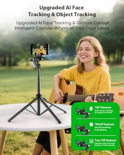Gimbal Stabilizer Auto Face Tracking Fill Light 360° Rotation 157cm — view 4