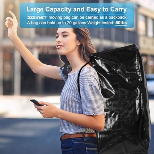 Moving Bags 2 Pack 90L Heavy Duty Extra Large Clothes Packing Boxes Black — view 3