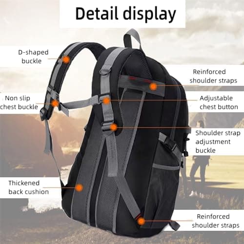 Nircho 40L Hiking Backpack Lightweight Breathable Trekking Rucksack for Men Women, Durable Water Resistant Travel Bag for Skiing Camping Climbing Cycling Trekking Mountaineer Outdoor Sports — view 4