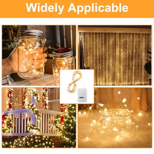 8 Pack Battery-Operated Fairy Lights, 2m 20 LED String Lights, Warm White — view 6