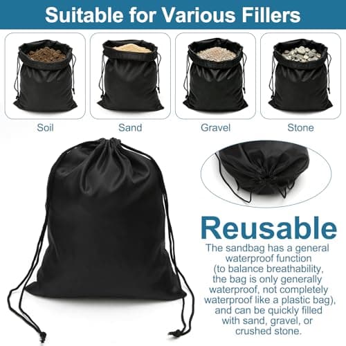 10 Pack Sand Bags for Outdoor Gazebo Curtains,Portable Gazebo Weights with 10 Sandbags, 10 Carabiners, 10 Clips and 10 Bungee Balls, Sandbag Weights for Curtains Weight, Tents, Tablecloths — view 5