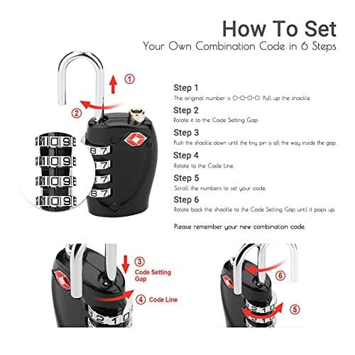 CFMOUR Suitcase Locks, TSA Approved Luggage Locks, 4-dial, Black, 2 Pcs — view 6