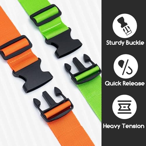 WISYOK Luggage Straps Extended, 4 Pack, 130-250cm Adjustable, Green Orange — view 4