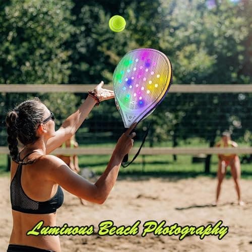 Womens Tennis Racket Glowing USB Beach Paddle Game Set — view 6