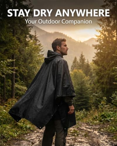 Victoper Poncho Rain Poncho Waterproof Adult Reusable EVA Hooded Rain Cover, Lightweight Waterproof Poncho For Festivals, Hiking, Camping, Travel, Ponchos Family Pack Style, One Size — view 4
