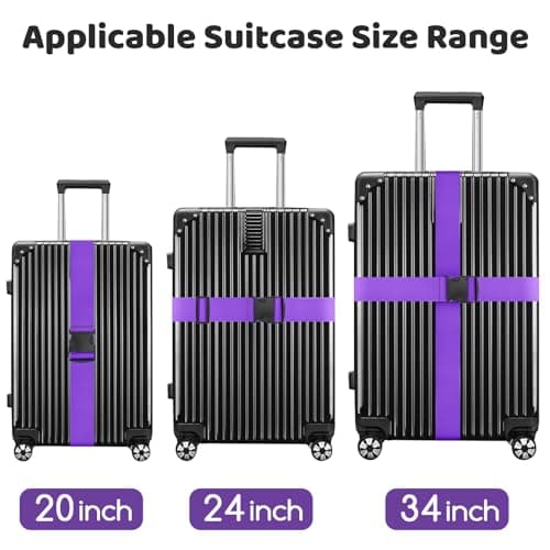 WISYOK Luggage Straps Extended, 2 Pack, 130-250cm Adjustable, Purple — view 3