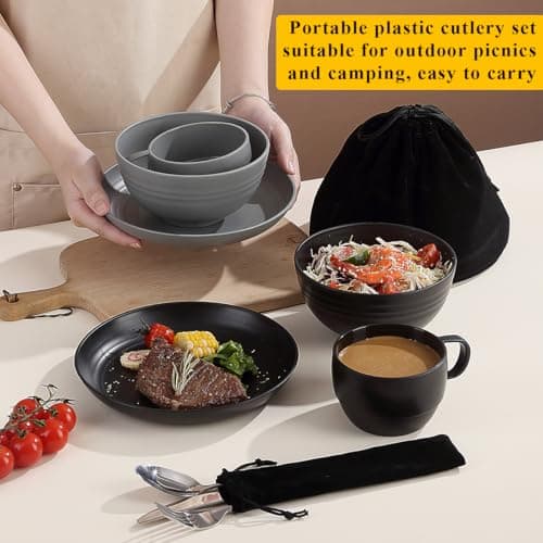 Berglander Camping Mess Kits for 2 Person, Camping Silverware Set Spoons Forks Knives, Camping Essentials Gear, Camping Accessories for Travel, Picnic, Outdoor, Easy to Carry and Clean — view 3
