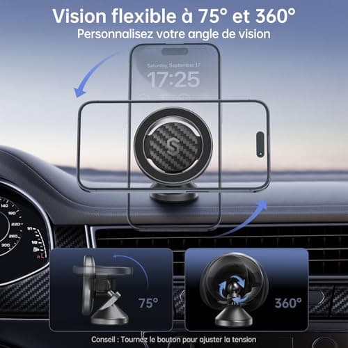 SYNCWIRE MagSafe Car Mount,Adjustable Magnetic Phone Holder,Titanium Silver — view 4