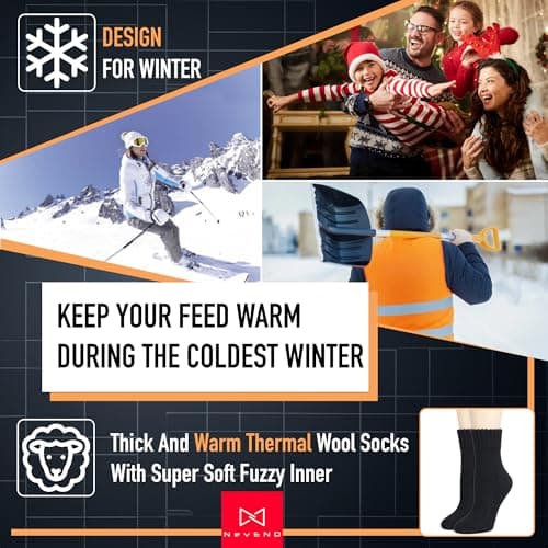NevEND 3/6 Pairs Women's Wool Merino Winter Thermal Boot Thick Insulated Heated Mini Crew Socks, 3 pairs of black, 37-43 EU — view 6