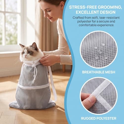 1Pack Cat Bathing Bag, Cat Shower Bag, Adjustable Cat Grooming Bags — view 4