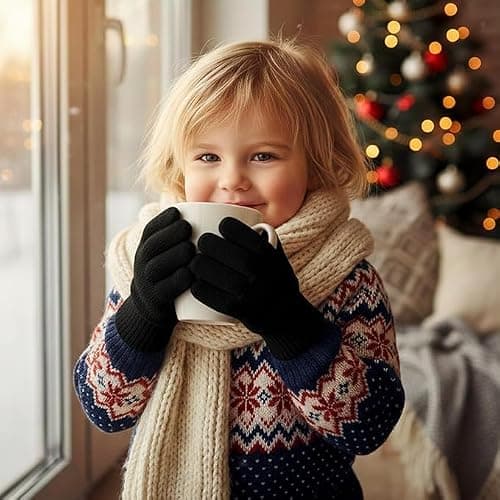 Active Star Kids Magic Gloves 6/12 Pairs, Boys & Girls Winter Soft Warm Full Finger Cozy Stretch Knit Cold Weather Gloves For School, Cycling, Outdoor Play & Travel Age 4–10 (Pack Of 12 - Black) — view 5