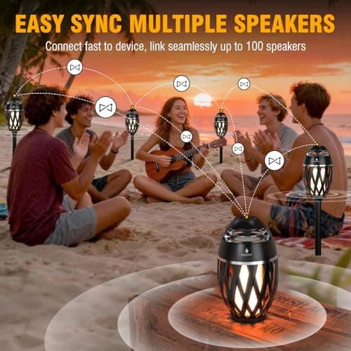 Upgraded Multi-Sync Bluetooth Speakers with Light, Outdoor Speakers Waterproof Auto-Pairing, Unique Gifts for Men, Bluetooth 5.4, 24H Playtime, Loud HD Sound, Cool Gadgets for Home/Patio/Beaches — view 2