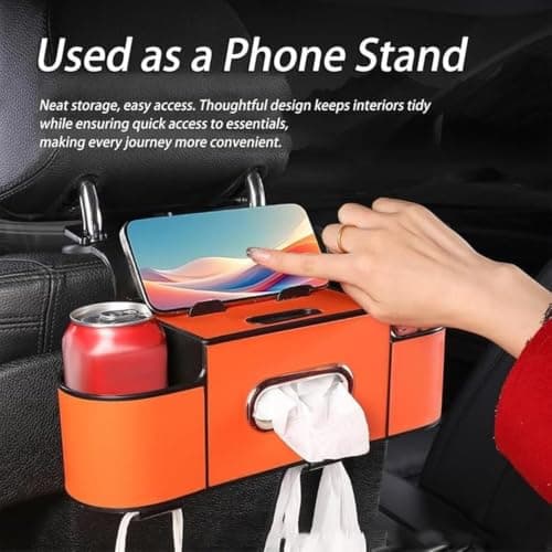 AMSLSIU Car Headrest Safe Box Car Organizer For Travel,orange — view 4
