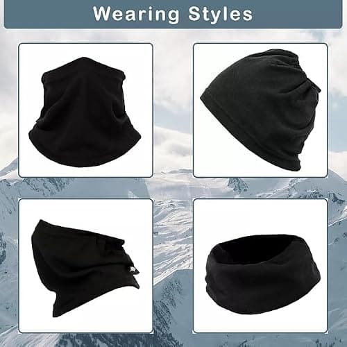 Polar Fleece Thermal Neck Warmer One Size Winter Sports Gaiter Face Mask Snood Hat Scarf For Chilly Cold Weather Windproof Keep Warm For Men Women (Grey, One Size) — view 3
