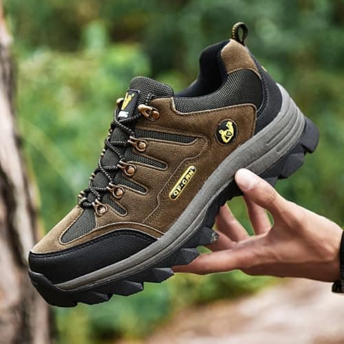 Women's Hiking Boots Men's Waterproof Walking Shoes Low Rise Breathable Trekking & Hiking Footwear Outdoor Backpacking Camping Trails Shoes (Dark Green-A,12) — view 3