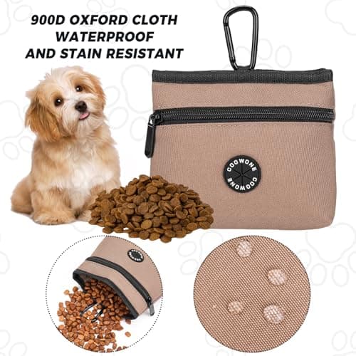 COOWONE Dog Treat Pouch with Pet Training Clicker, Detachable Dog Puppy Training Treat Bag, 900D Oxford Cloth Magnetic Closure Small Dog Walking Bag for Travel or Outdoor Use (coffee) — view 4