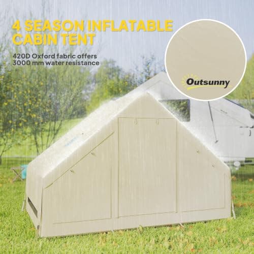 Outsunny Inflatable Camping Tent, Stove Jack Hole, 2-4 Person, Beige — view 5