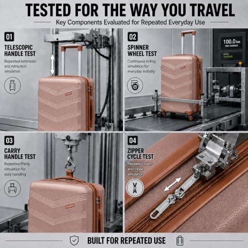 CONCEPTEN Expandable Hardshell Luggage Set 5 Piece, 22x14x9 Airline Approved Carry On, 20/24/28" Suitcase Set with TSA Lock, Spinner Wheels, ABS+PC (Champagne Gold) — view 4
