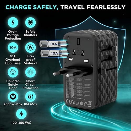 ocdun 140W GaN III Universal Travel Adapter, Black — view 5