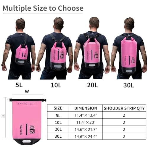 Blackace arteesol Waterproof Dry Bag 5L 10L 20L 30L Waterproof Bag with Long Adjustable Handle for Kayaking Boat Excursion Canoe/Fishing/Rafting/Swimming/Snowboarding — view 2