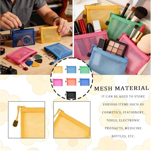 7 Pcs Small Makeup Bag for Handbag,Small Zip Travel Pouches for Handbags — view 3