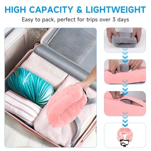 Stuffable Neck Pillow for Travel, Raised Neck Support Travel Pillow Stuffable with Clothes for Extra Luggage Space, Adjustable Strap, Relax with Soft Head Support for Airplane, Camping, Train, Hiking — view 4