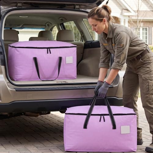 Dntorx 2 Pack 90L Moving Bags, Waterproof Moving Boxes With Zips, Purple — view 4