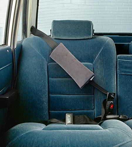 Car Seat Belt Pillow for Kids Set of 2 - Soft Grey Seatbelt Shoulder Pad Cushion Headrest for Long Car Rides Naps Road Trips, Adjustable Washable Travel Sleep Pillows for Children — view 6