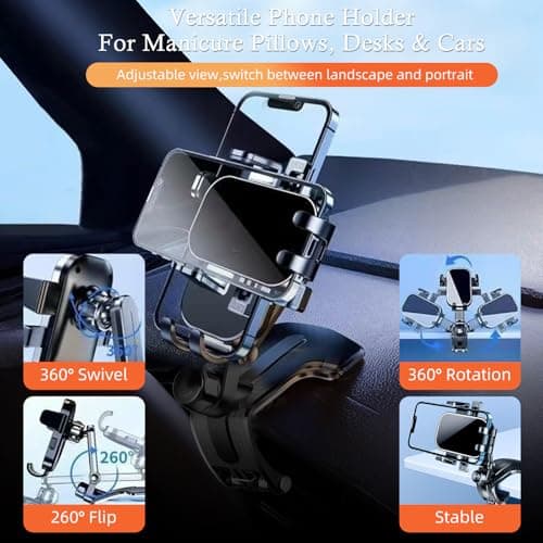 WONEDIRR U Shaped Arm Rest for Nails, Adjustable/360° Rotating Phone Holder — view 3