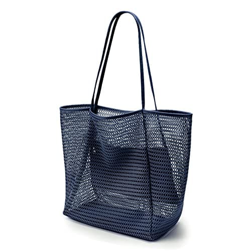 KALIDI Mesh Tote Bag,23L Beach Bag Extra Large Tote Bags for Women with Zip Pocket Shoulder Bag Summer Beach Bags Reusable Shopping Bag for Picnic Holiday Travel Grocery